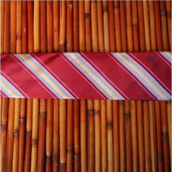 EUC VERSACE Multi-Colored Diagonal Striped 100% Silk with Blue Logo on Front Tie - Picture 9 of 11